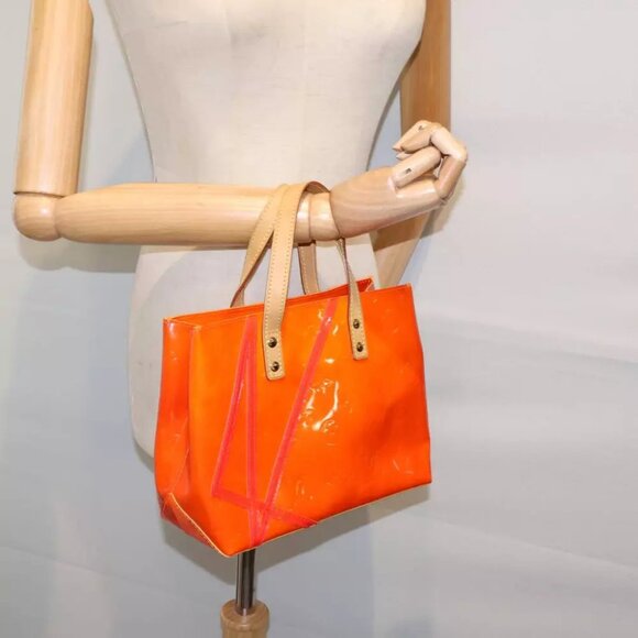 LOUIS VUITTON Monogram Vernis Fluo Reade PM Hand Bag Red LV Auth - Picture 7 of 16